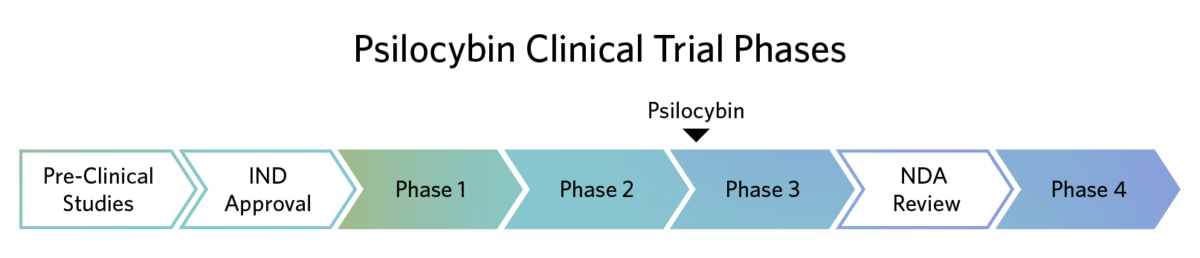 Psilocybin Clinical Trial Phases | Usona Institute is between phase 2 and 3